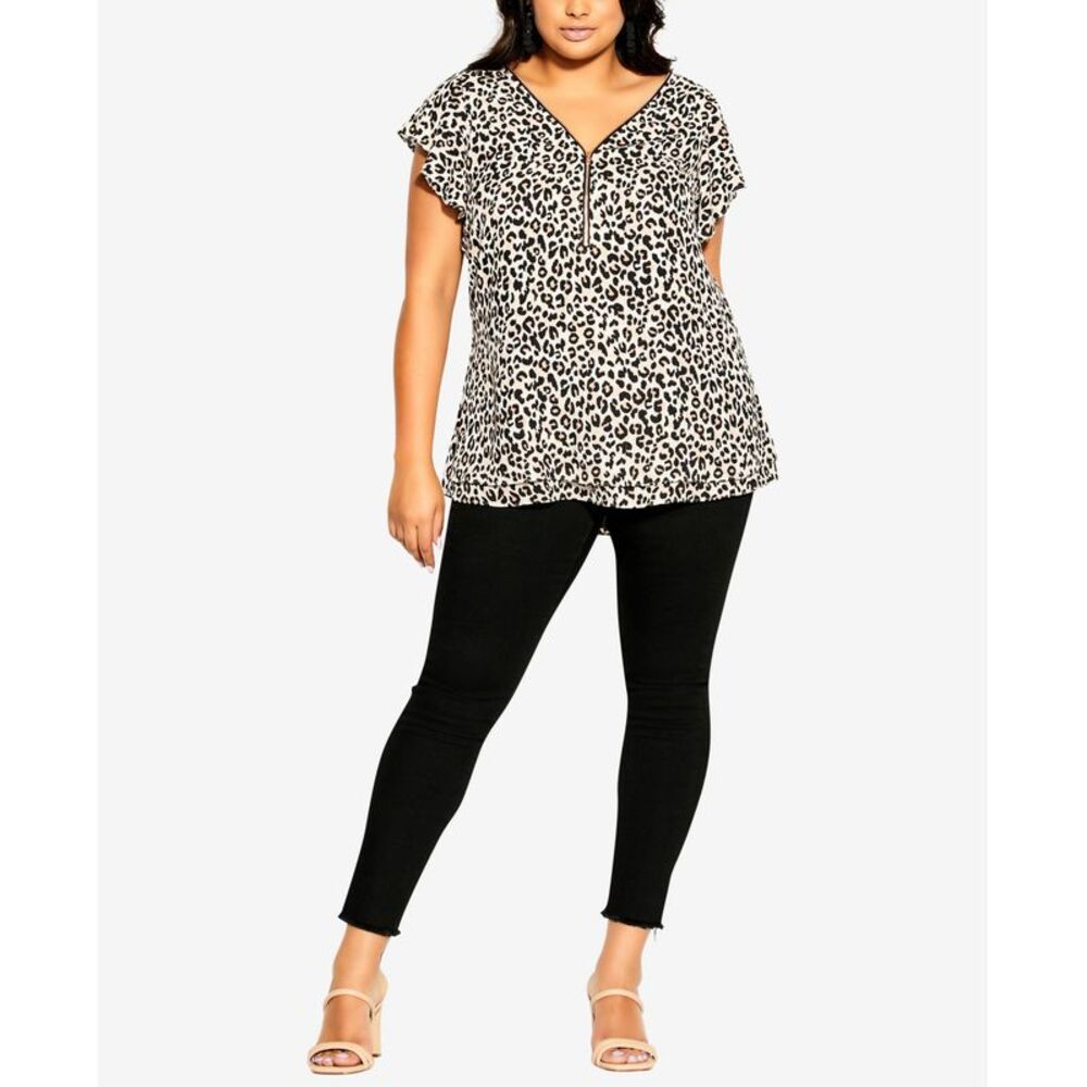 City Chic Trendy Plus Size Zip Prowess V-neck Top